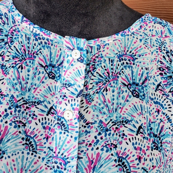 NWT Simply Southern Blue and Pink Multicolor Semisheer Buttontop Coverup Dress - Picture 6 of 16